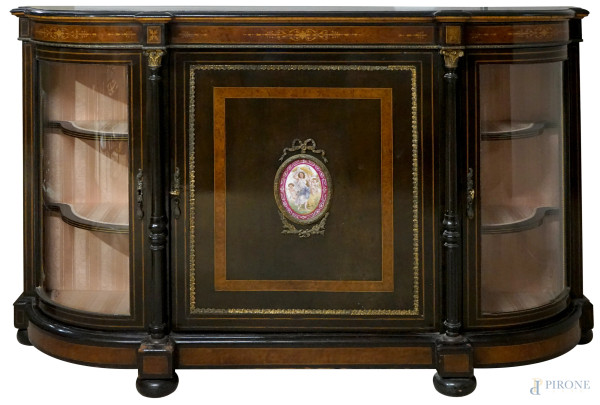 Servante in legno impiallacciato ed ebanizzato, Francia, fine XIX secolo, cm 106x172x45
