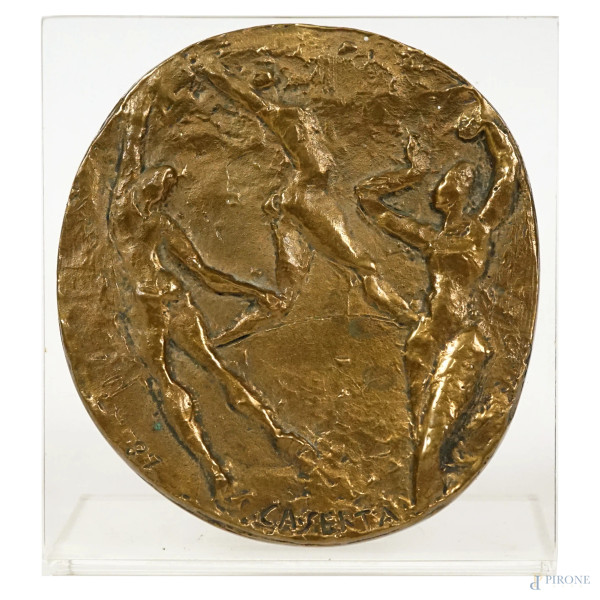 Luigi Caserta (1952), Danzatrici, medaglia ovale in bronzo, cm 12x11