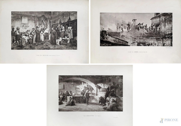 Premiato Stabilimento di Arti Fotomeccaniche Michele Danesi (1809-1887), Tre antiche e rare fototipie su carta.