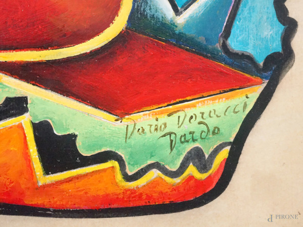 Dario Doracci "Dardo", Sfida futurista al chiaro di luna "garantisce Marinetti", olio su cartone ...