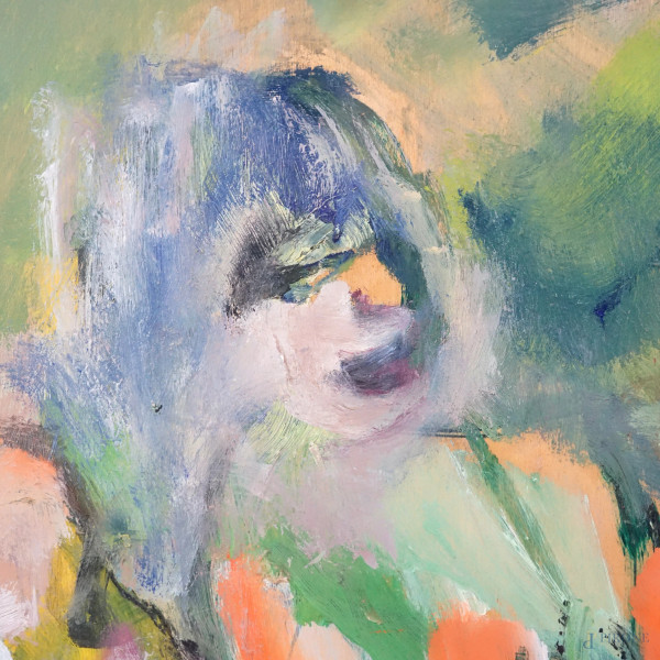 Quattro uomini e una donna, olio su compensato, firmato in basso a destra Maccari, cm 52x76, entr...