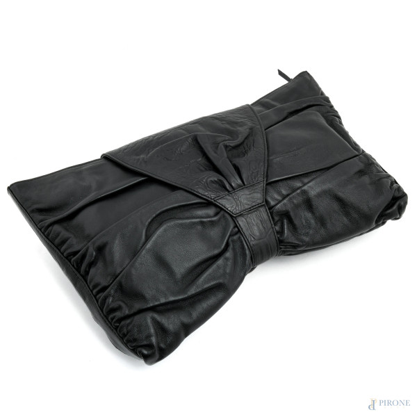 Borsa a mano in pelle nera Gianni Versace, cm 23x35x4, (segni di usura)