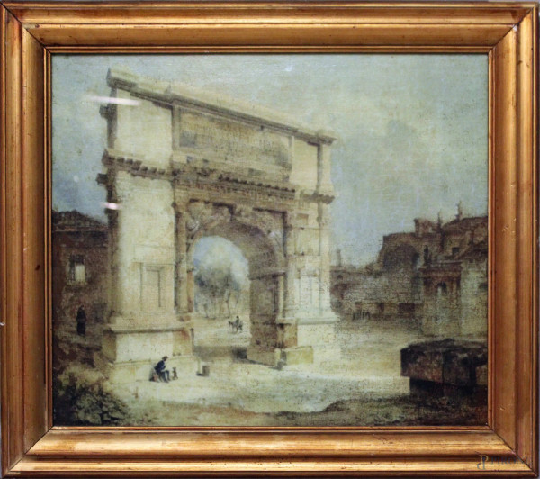 Arco di Tito, oleografia 37x46 cm, entro cornice.