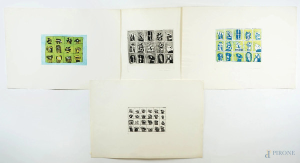 Placido Scandurra - Lotto composto da quattro litografie a soggetti diversi, cm 49,5x70