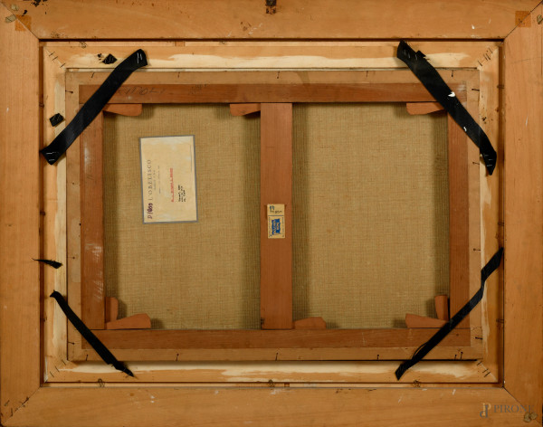 Riccardo Tommasi Ferroni (Pietrasanta 1934-Camaiore 2000), Nesso, olio su tela, cm 52x70, entro c...