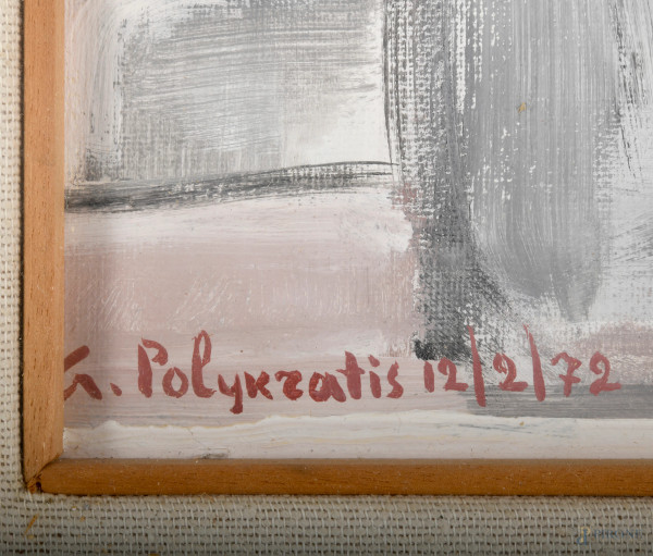 G. Polykratis, Il primo figlio, cm 50x40, firmato e datato "12/2/1972" in basso a sinistra, sul r...