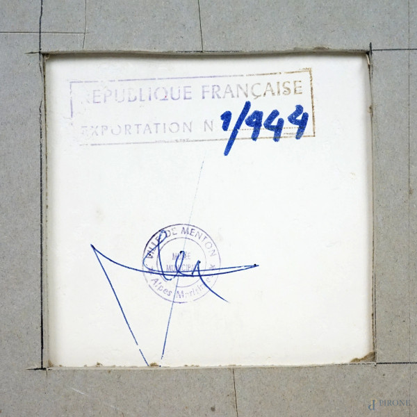 Senza titolo, litografia, cm 51x43, ES.17/80, firmato, recante timbro a tergo, entro cornice.