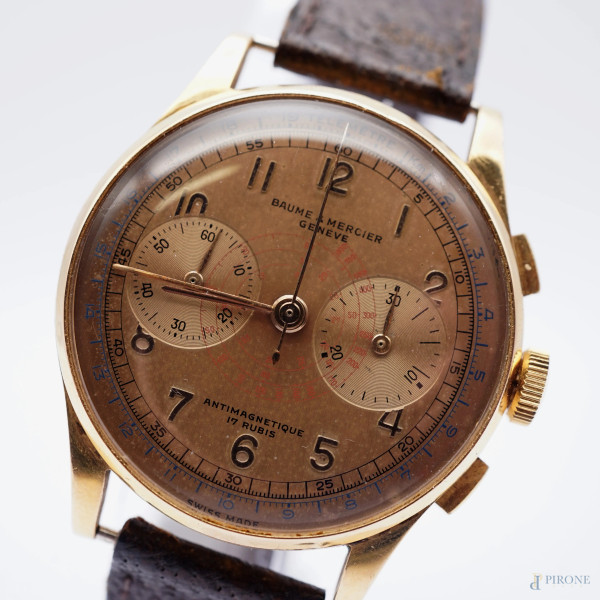 Orologio da polso Baume & Mercier, Antimagnetique 17 rubis, con cassa in oro 18 kt, cinturino in ...