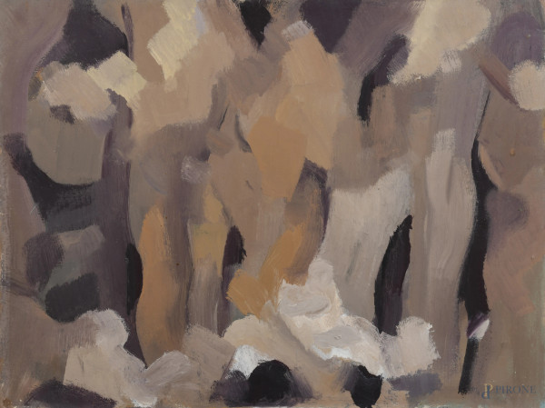 Edoardo Krumm (1916-1993), Figure, tecnica mista su tela, cm 60x80, firmato al retro