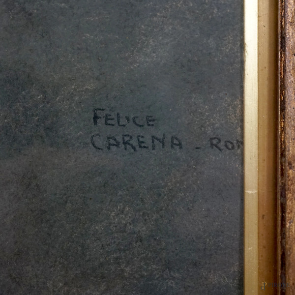 Ritratto di anziana, pastello su carta, firmato in alto a destra, cm 55,5x45,5, entro cornice