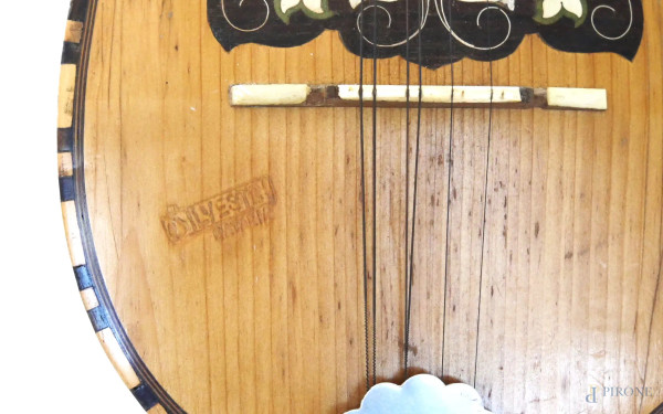 Antico mandolino dei primi del 900, liutaio Silvestri-Catania, piano intarsiato, meccaniche origi...