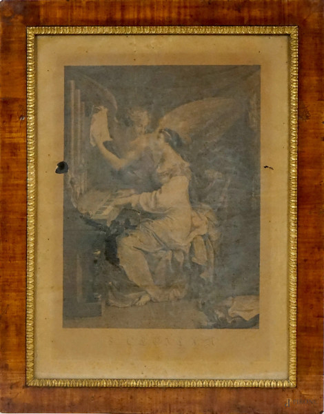 Mauro Gandolfi (1764-1834), Santa Cecilia, incisione, cm 73x54, entro cornice, (difetti)