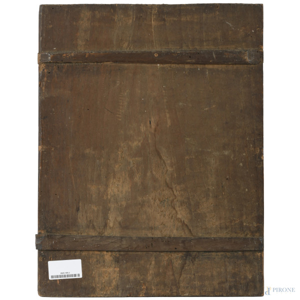 Madonna con bambino, XVII secolo, olio su tavola, cm 50x38,5, (difetti)