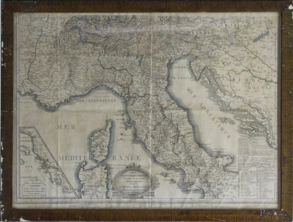 Antica cartina geografica, 52x70 cm, entro cornice