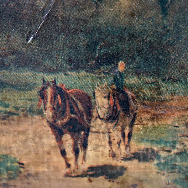 Cornice in stile impero, XX secolo, ingombro cm 56,3x32,5, battente 36,5x13, (difetti)