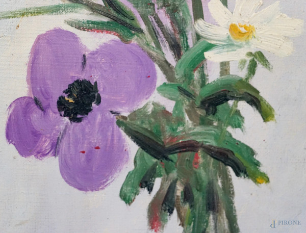 Lotto di quattro dipinti ad olio su tela e compensato raffiguranti soggetti diversi, misure max c...