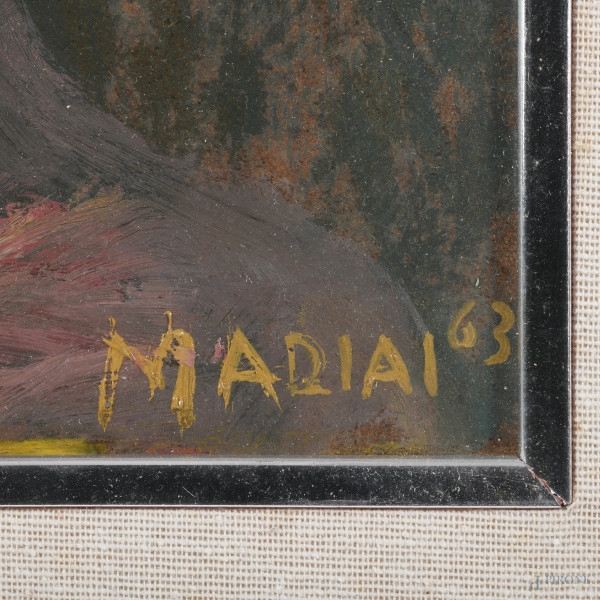 Mario Madiai (1944), Volto di fanciullo, olio su faesite, cm 33x25,5, firmato e datato "63" in ba...