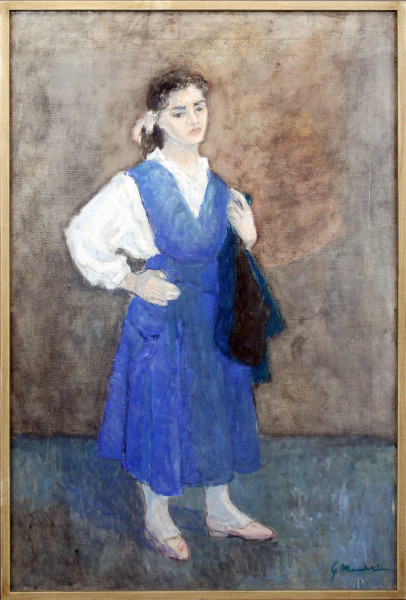 Ritratto di donna, olio su tela, cm. 120x80, firmato, entro cornice.