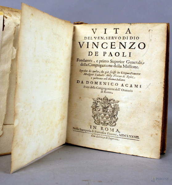 Libro - Vita di Vincenzo de Paoli, Roma 1677.