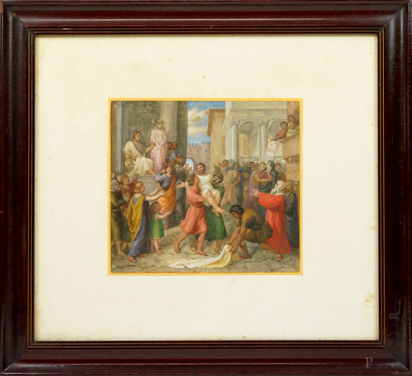 Barabba, acquarello su carta, cm 21x23, XIX secolo, entro cornice.