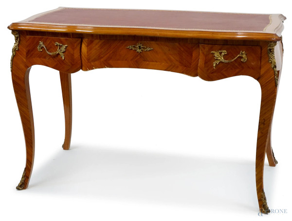 Tavolo scrittoio in legno impiallacciato, XX secolo