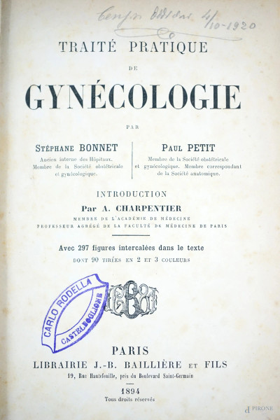 S. Bonnet P.Petit, Traité pratique de gynécologie, Paris, 1894, (difetti)
