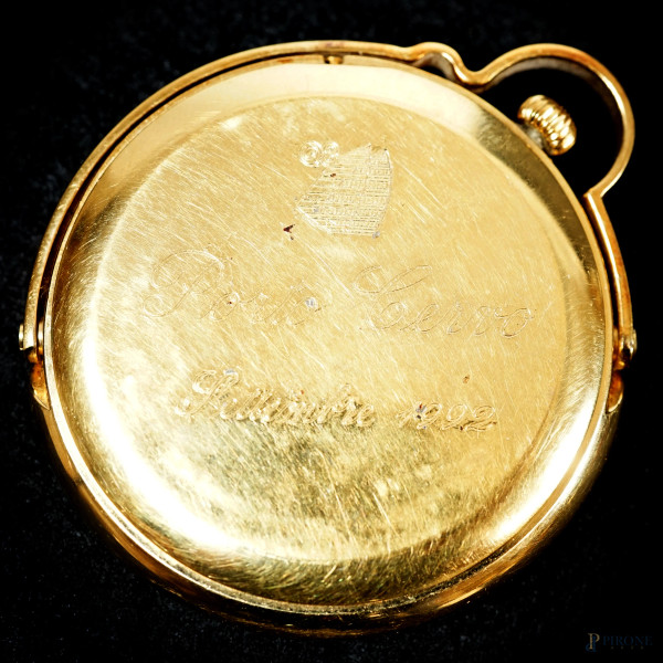 Orologio Cleto Munari, anni '90, in metallo dorato, diametro cm 4,5, (difetti, da revisionare)