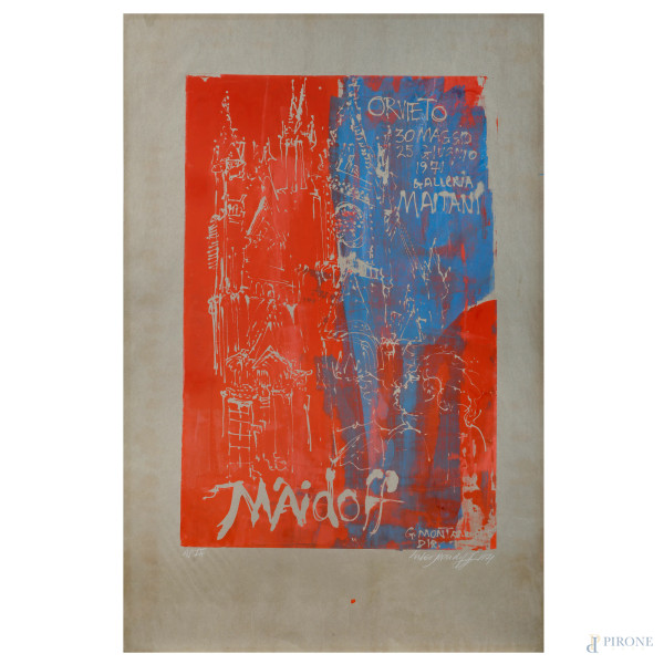 Jules Maidoff, litografia realizzata per la Galleria Maitani di Orvieto, es. A.P. IX, cm 88x58, firmata e datata in basso a destra 1971