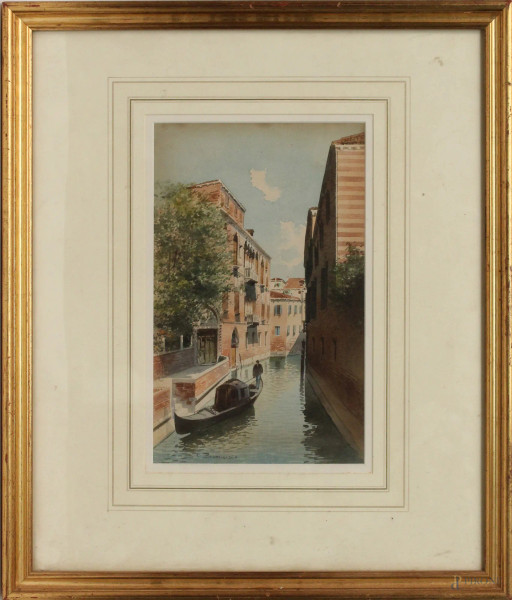 Venezia, acquarello, 30x20 cm, firmato entro cornice.