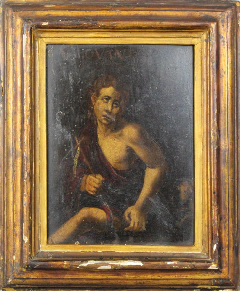 San Giovannino, olio su tavola, cm. 30,5x22, XVIII secolo, entro cornice.