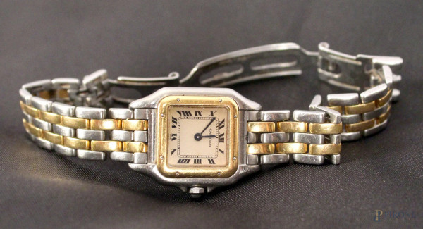 Cartier, orologio da polso in acciaio e oro.