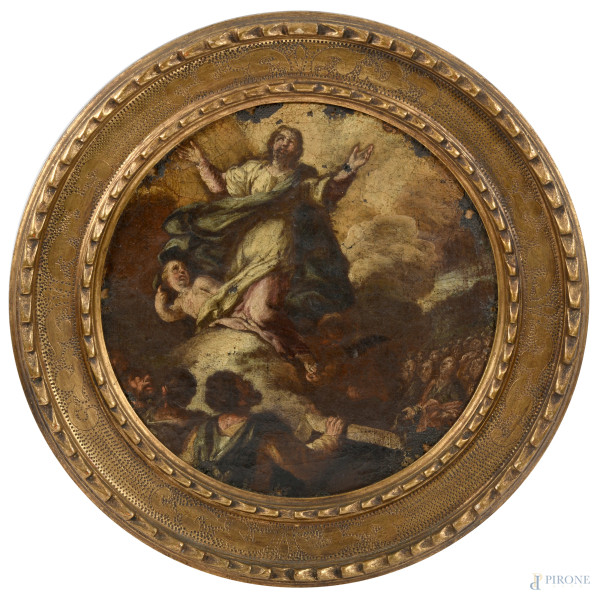 Lotto composto da sei olii su tela a serto circolare raffiguranti scene della vita di Cristo, XVI...