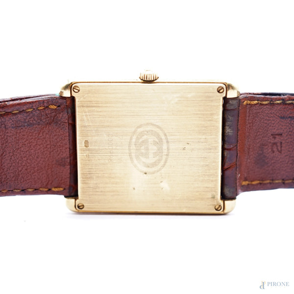 Orologio da polso Gucci al quarzo, quadrante e cassa rettangolare in oro 750