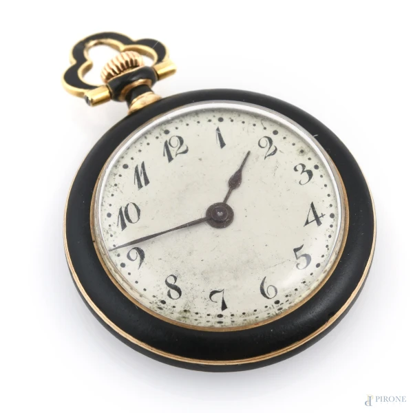 Orologio da tasca in oro 14kt, cm 3,2x2,8, (segni di usura, da revisionare)