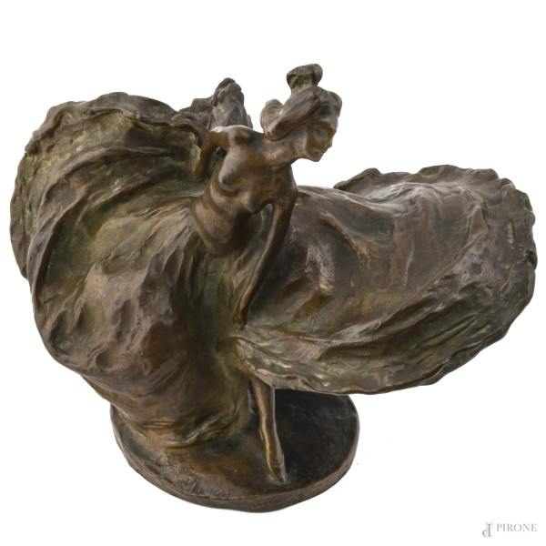 Bernard Hoetger (1874 – 1949), Ballerina di flamenco, scultura in bronzo, firmato al retro, cm 28...