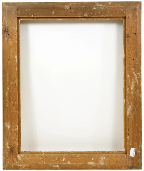 Cornice in legno e pastiglia dorata, XIX secolo, ingombro cm 95x116, battuta cm 73,5x93, (difetti...