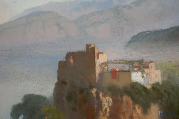 Eduardo Dalbono (Napoli, 10 dicembre 1841 – Napoli, 23 agosto 1915), Paesaggio, olio su tela, cm ...
