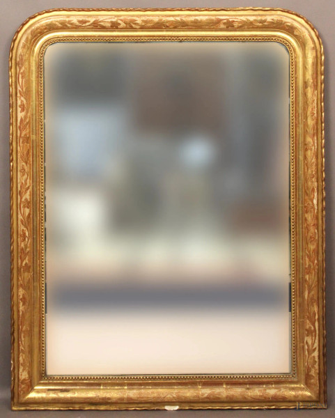 Specchiera in legno dorato, Francia XIX sec, cm 138 x 95.