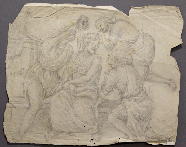 La deposizione di Cristo, disegno su carta 25x32 cm, XVIII sec.