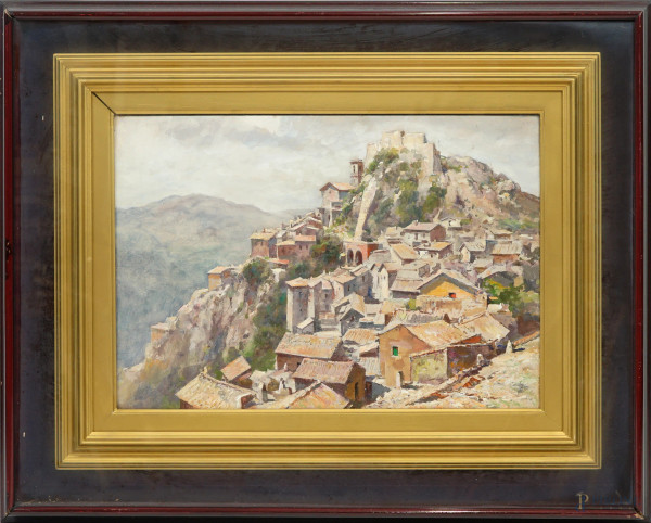 Valentino White (Positano 1909-Roma 1986), Cervara, olio su cartone telato, cm 35x50, entro cornice