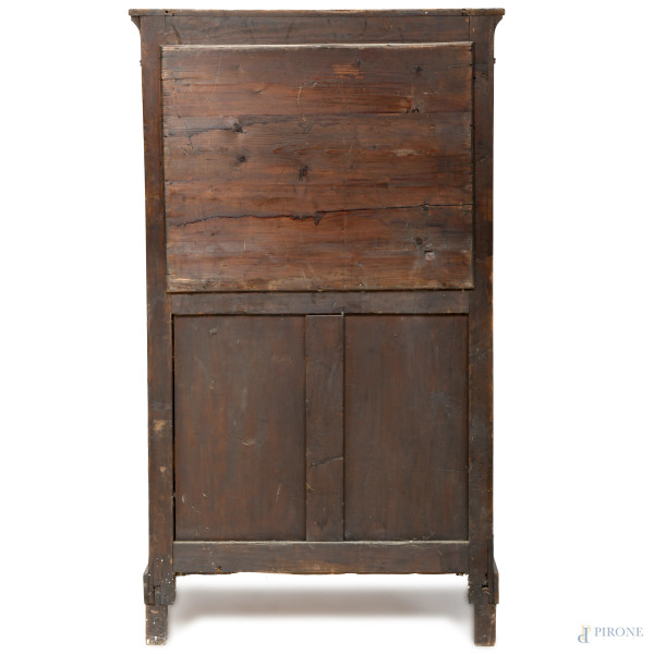 Secretaire in mogano Impero a tre cassetti al fronte, XIX secolo, (sportello a ribalta mancante, ...