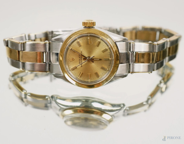 Rolex, Oyster Perpetual, orologio da polso in acciaio, diam. della cassa cm 2.3, (meccanismo da revisionare, lievi segni di utilizzo).