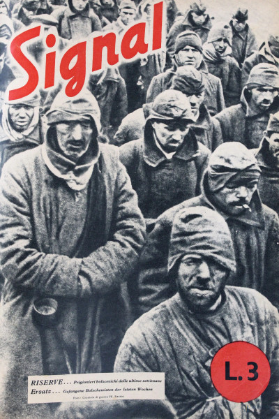 Lotto di tre volumi della rivista dell'esercito tedesco:  "Signal" 1940-1941, 1942,1943, (difetti).