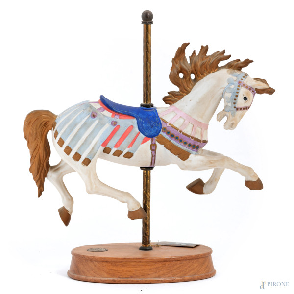 Tobin Fraley, The America Carousel, scultura in biscuit, metallo e legno, es. 2528/9500, altezza cm 37, (segni di usura, difetti)