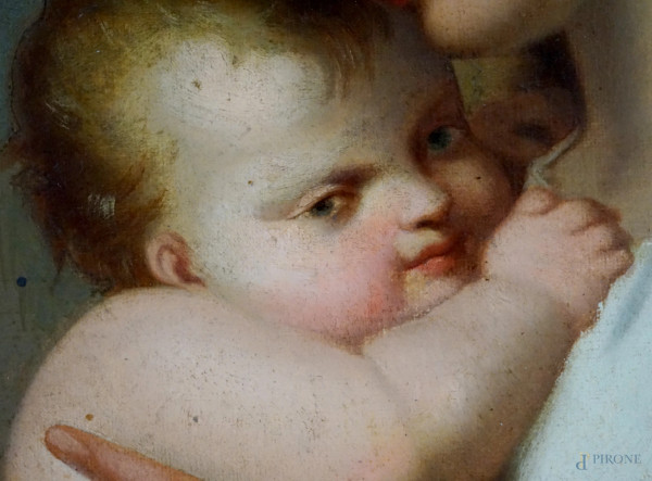 Seguace di Charles François Jalabert (1819-1901), Il risveglio, olio su tela, cm 98x74, entro cor...