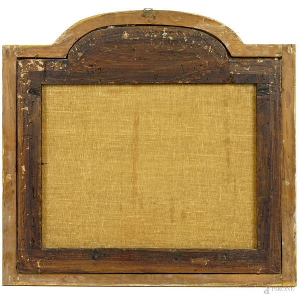 Scuola lombardo-emiliana del secolo XVIII, Annunciazione, olio su tela, cm 50x53.5, entro cornice...