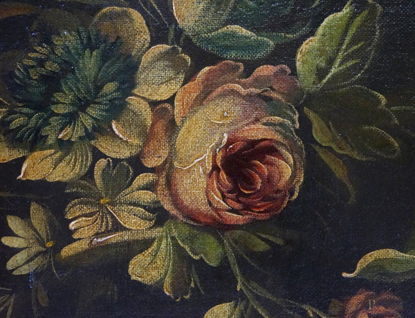 Natura morta di frutta, olio su tela, XX secolo, cm 69,8x100, entro cornice