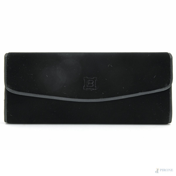Pochette in velluto nero Laura Biagiotti, cm 13x30,5, (segni di usura)