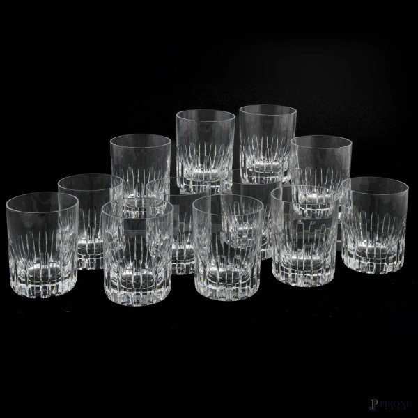 Servizio di 12 bicchieri da Whisky in cristallo Baccarat, XX secolo, altezza cm 10,5