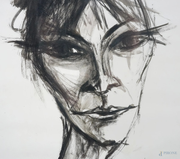 Ritratto di donna, acquarello su carta, cm 69x48.5, firmato e datato Masteli 1963, entro cornice